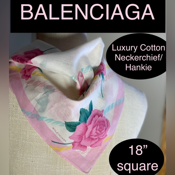 Balenciaga Neckerchief/Scarf/Hankie🌸💕Luxury Cotton/Silky Soft🔥18”x18”🔥EUC!🌸 - Picture 1 of 14